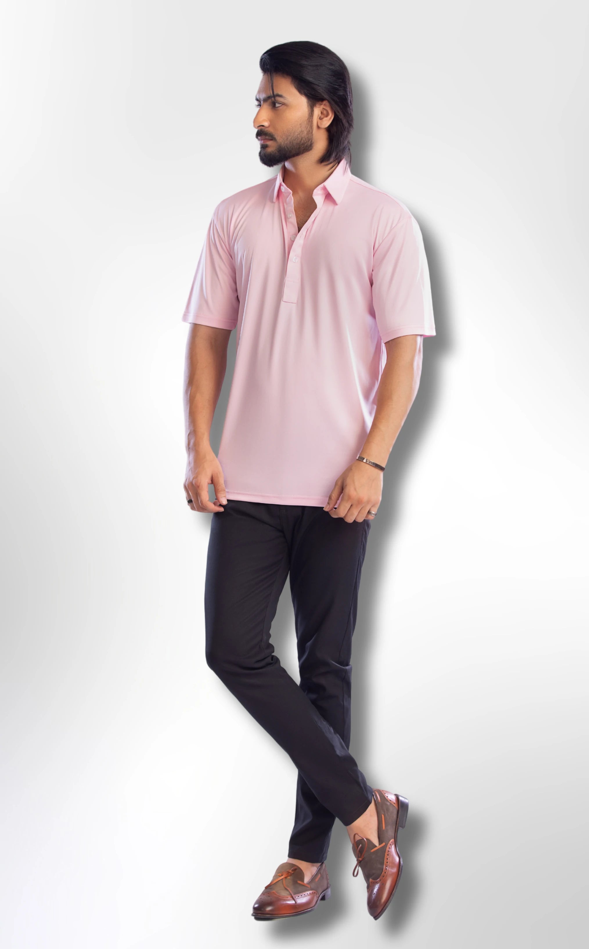 Dressy Polo - Oxford Spread Collar Pink