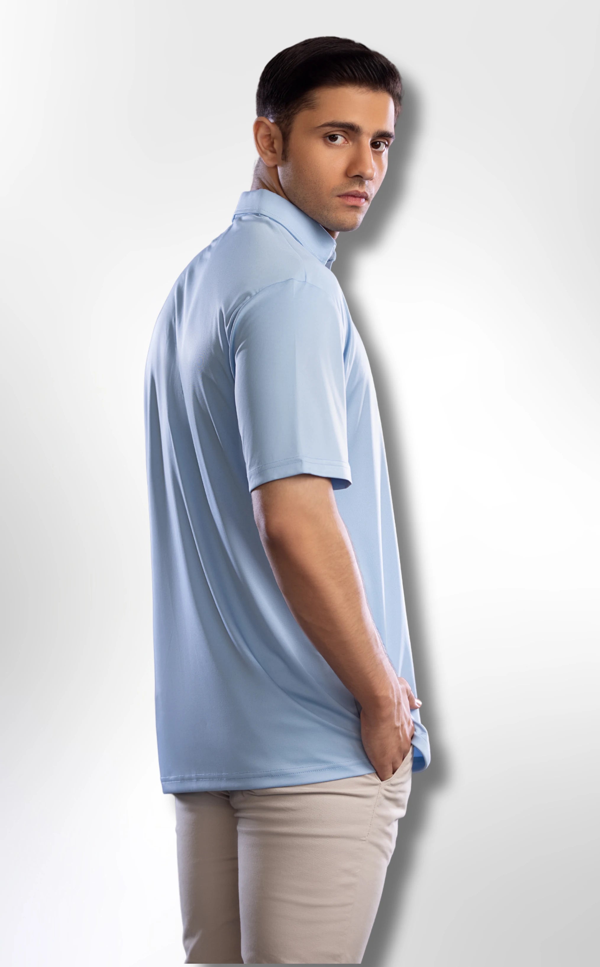 Dressy Polo Oxford Spread Collar Sky Blue