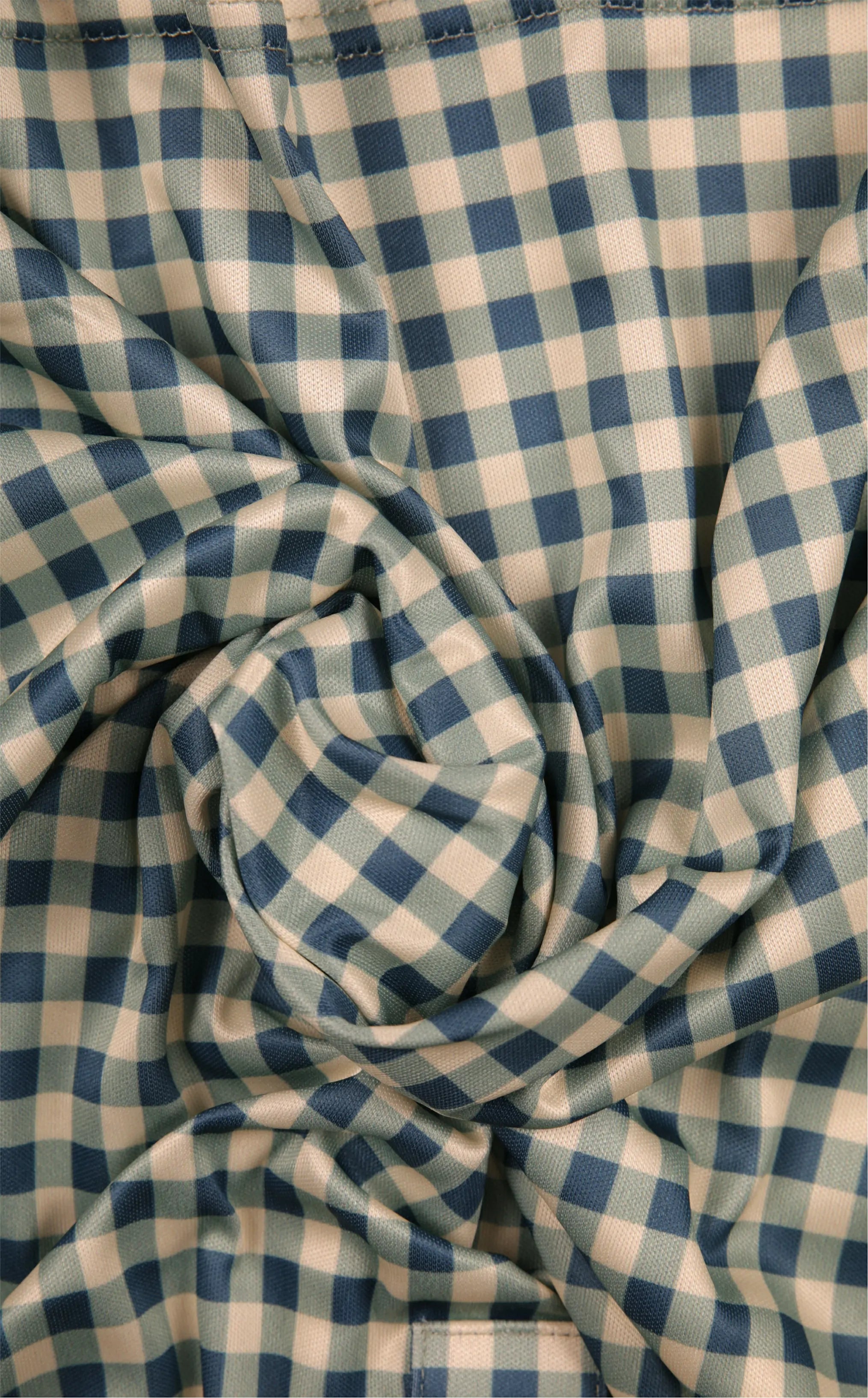 Semi-Spread Collar Green and Brown Gingham