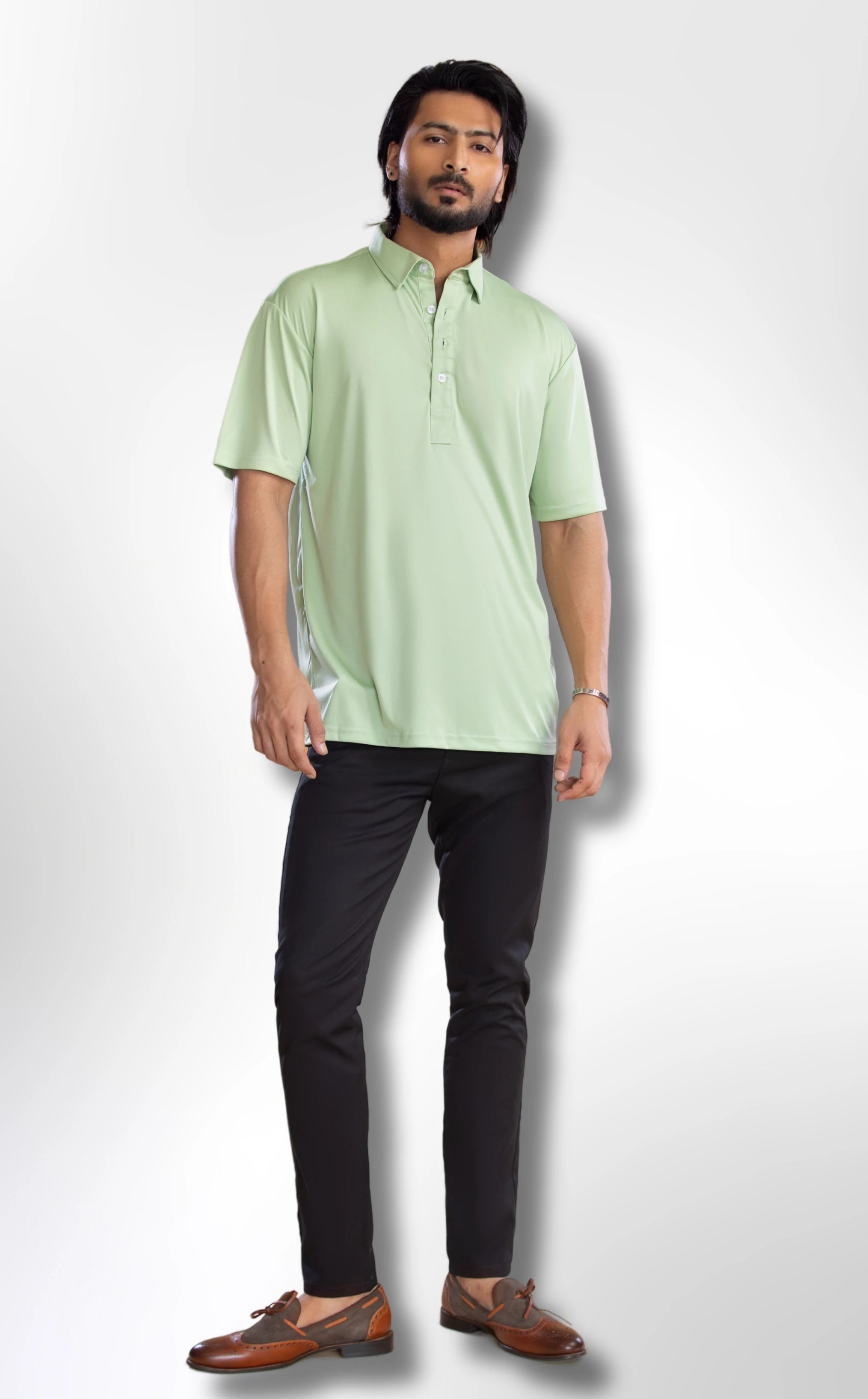 Oxford Spread Collar in Light Green