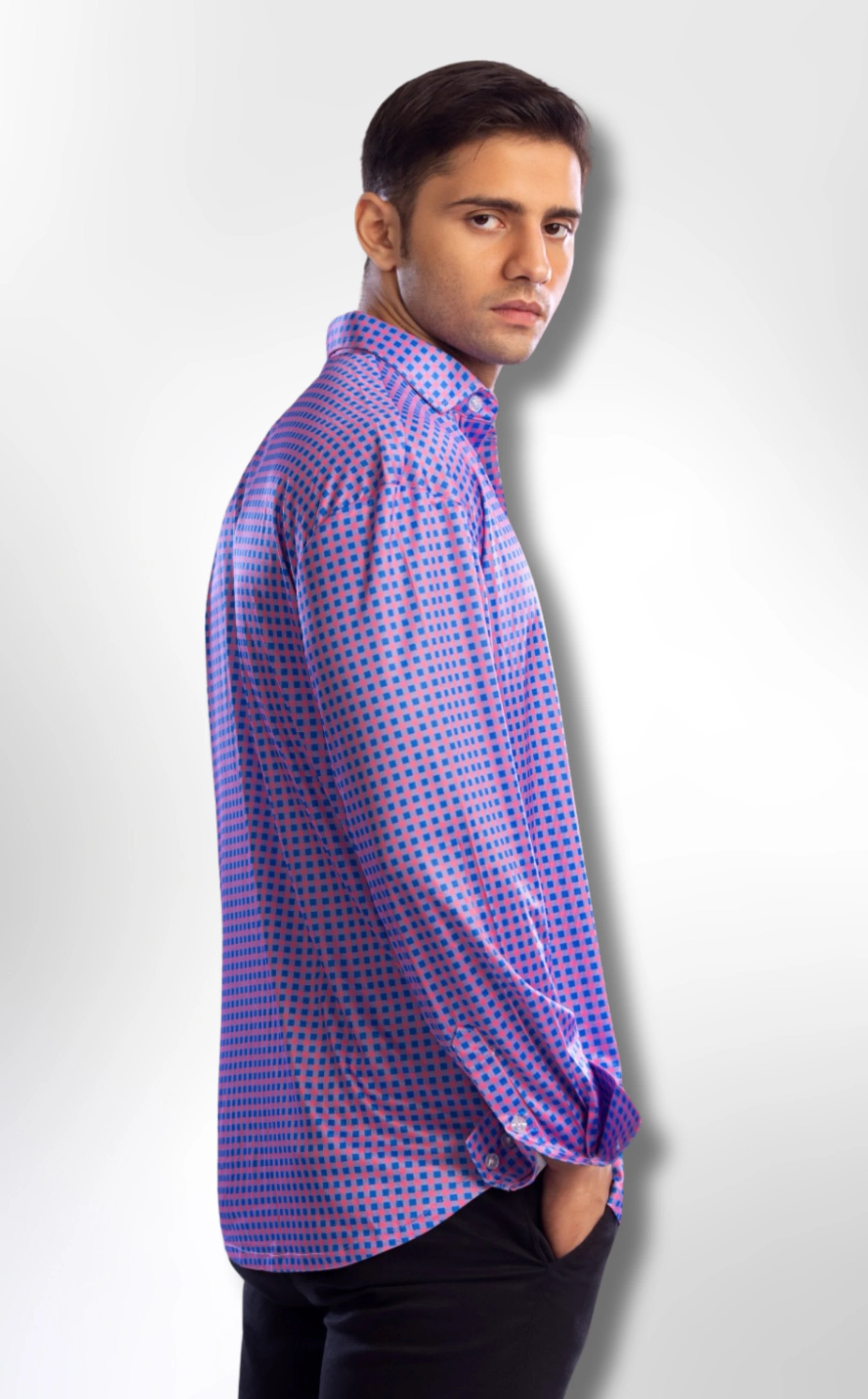 Semi Spread Collar Country Red and Blue Gingham