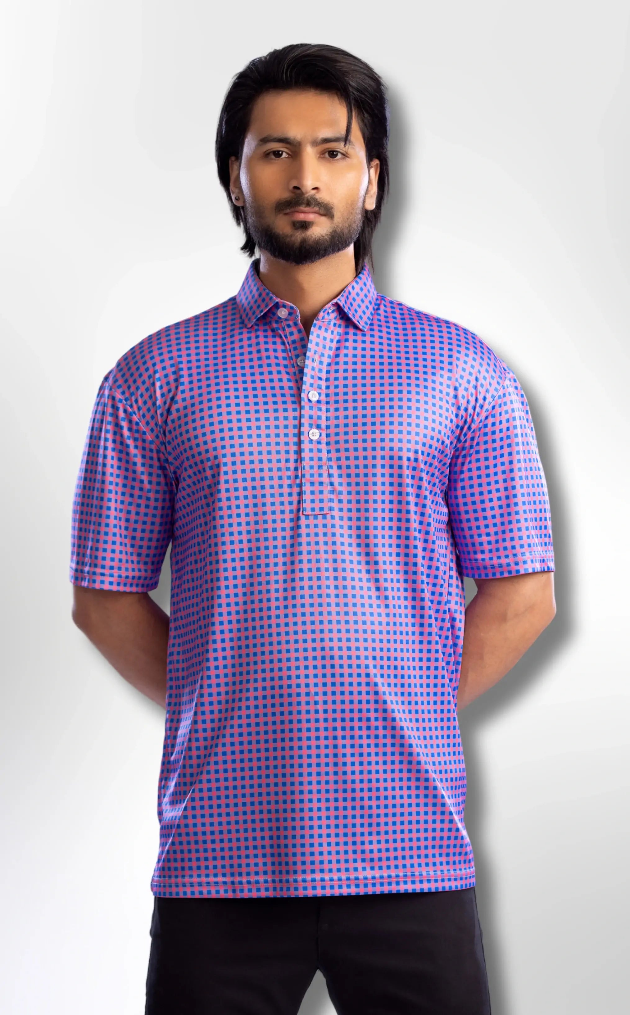 Semi-Spread Collar Country Red and Blue Gingham