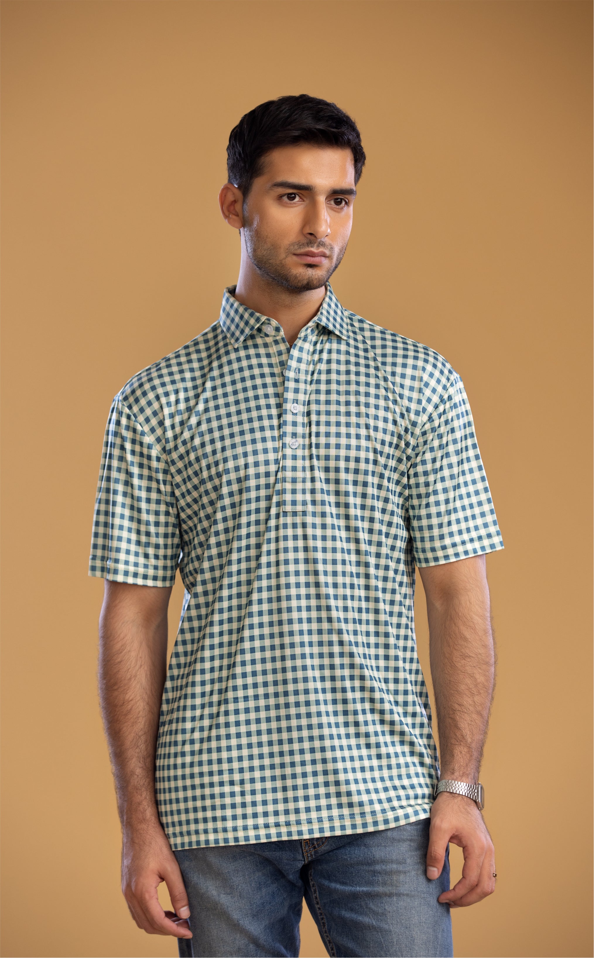 Dressy Polo Green and Brown Gingham