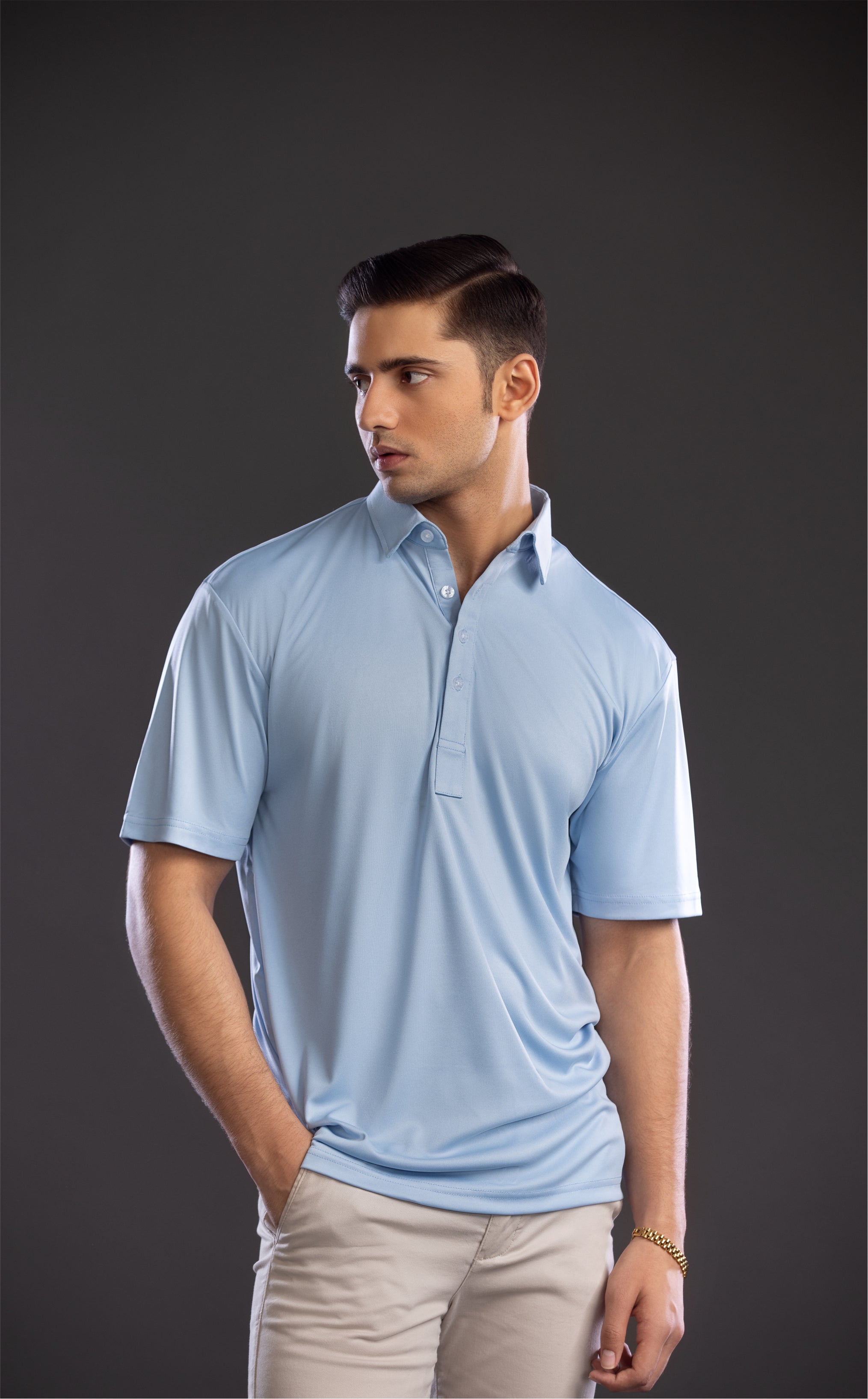 Dressy Polo Oxford Spread Collar Sky Blue