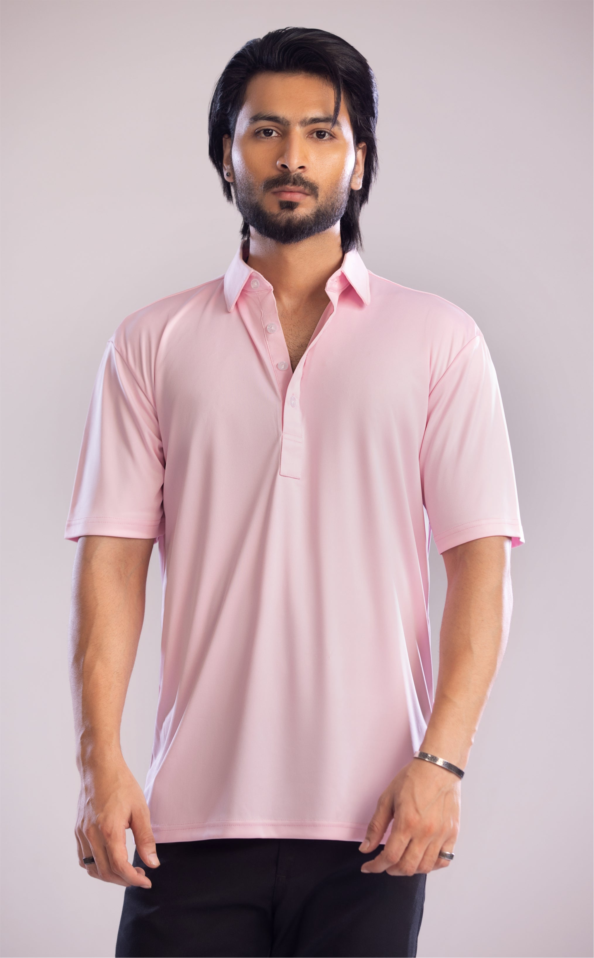 Dressy Polo Oxford Spread Collar Pink