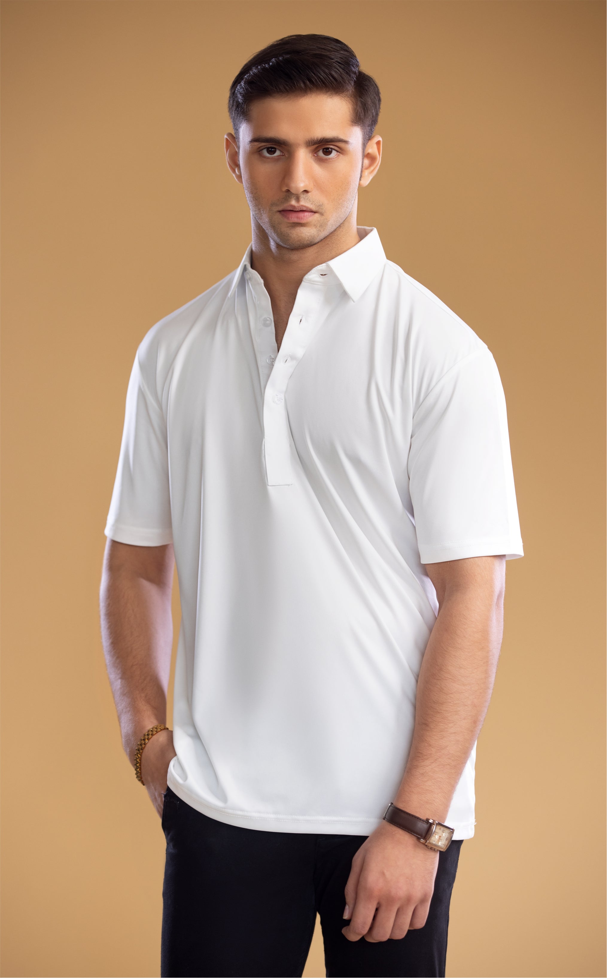 Dressy Polo Oxford Spread Collar White