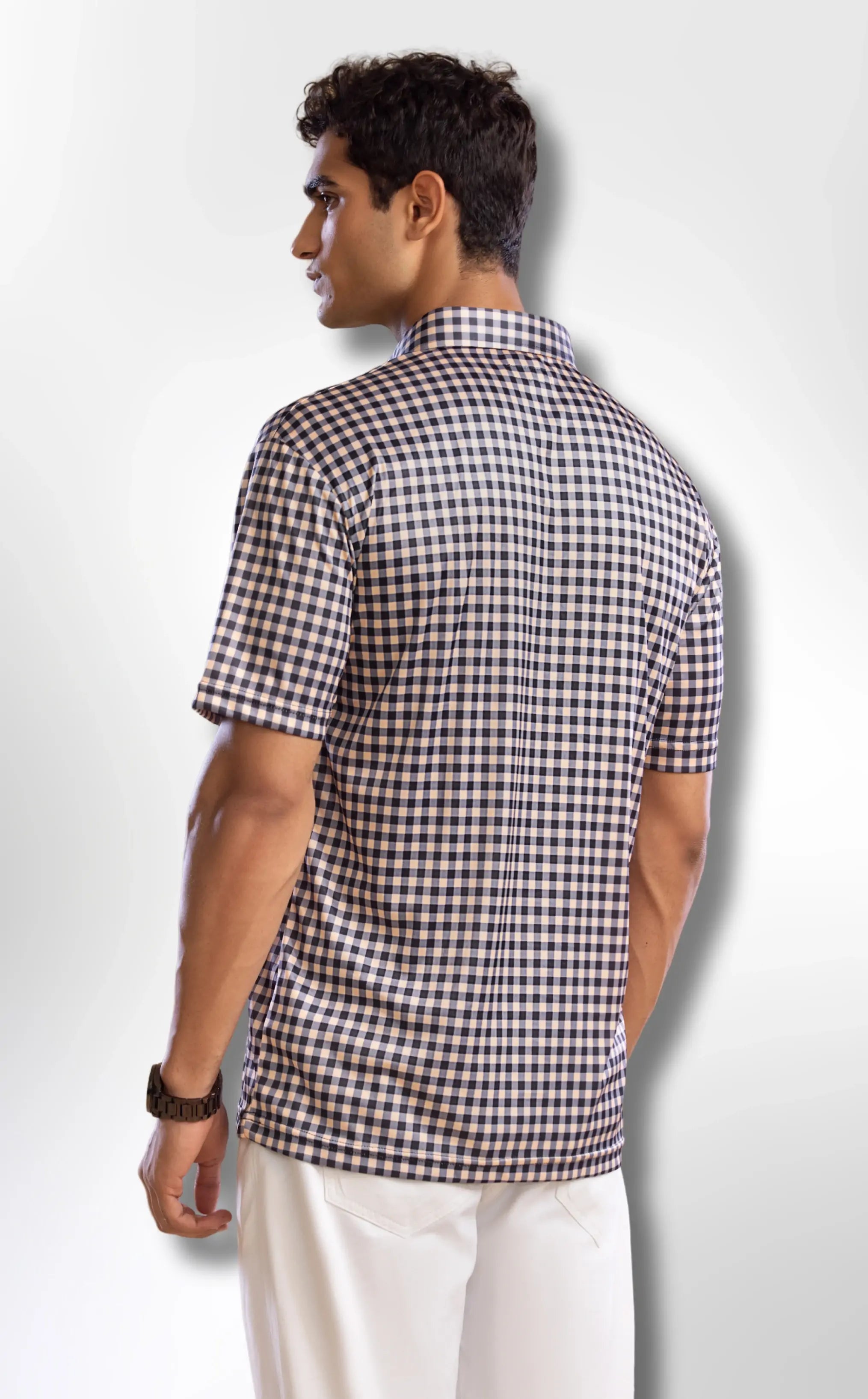 Semi-Spread Collar – Black and Brown Gingham