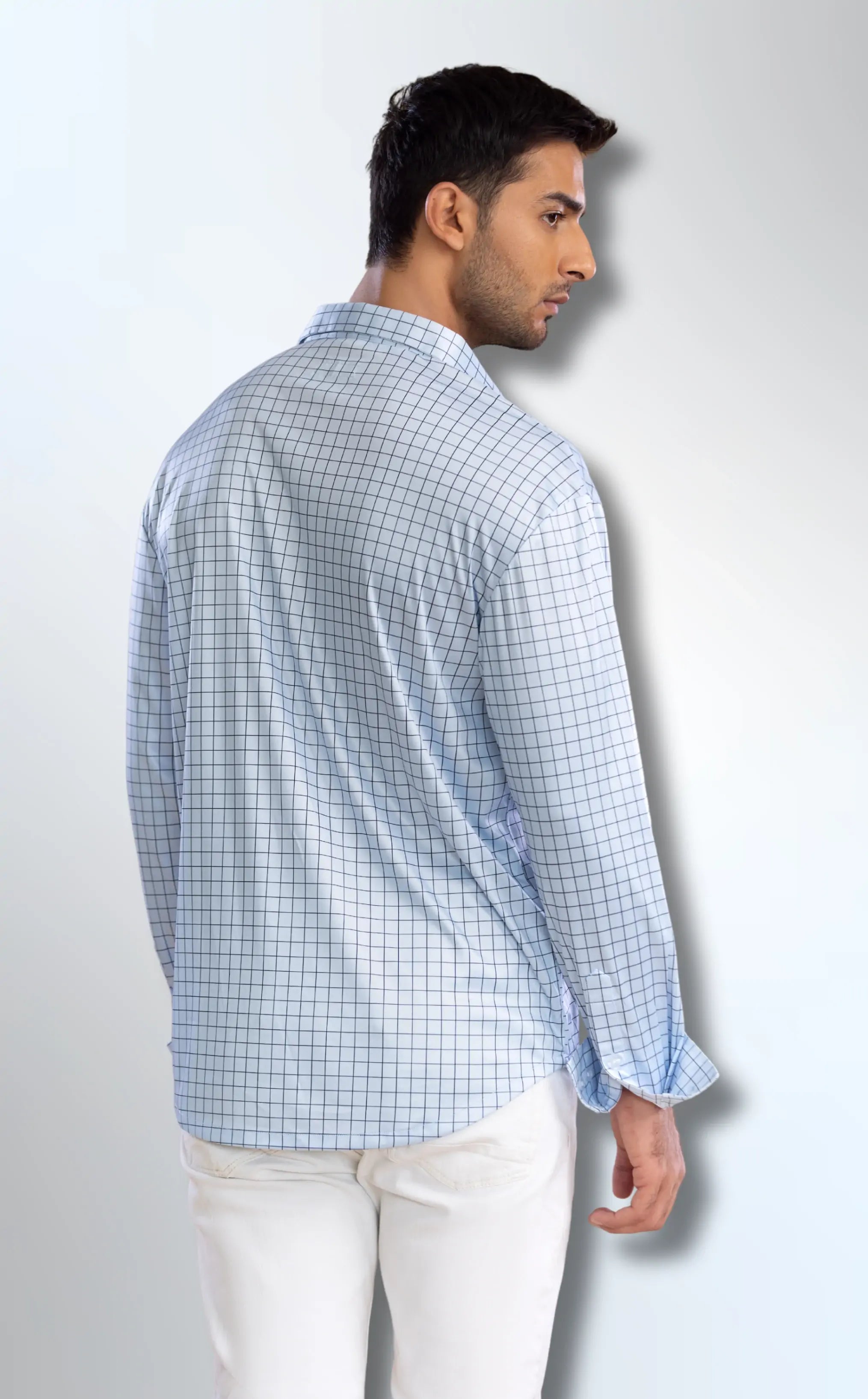 Semi-Spread Collar Village Blue Check