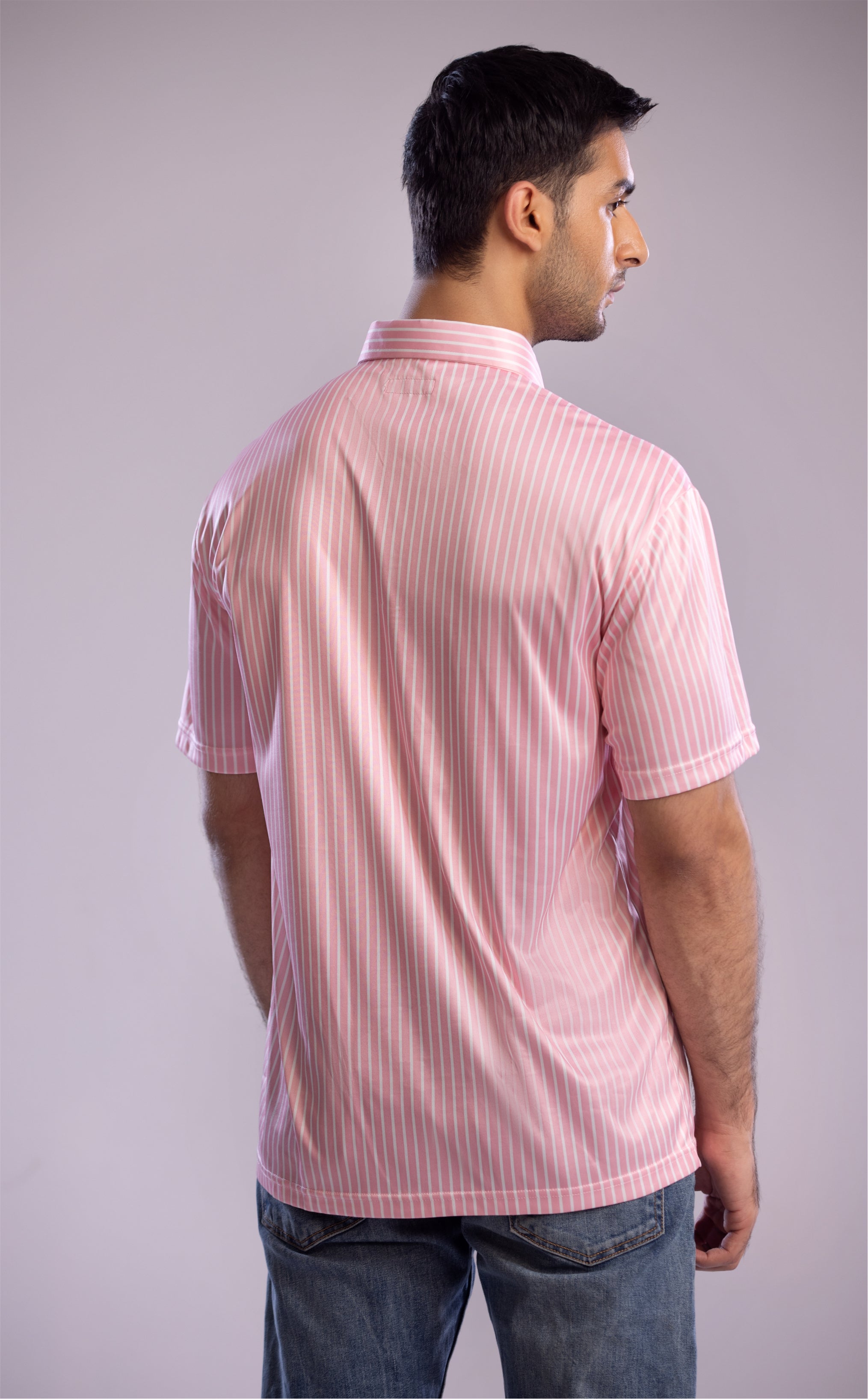 Dressy Polo Rising Pink with White Stripe