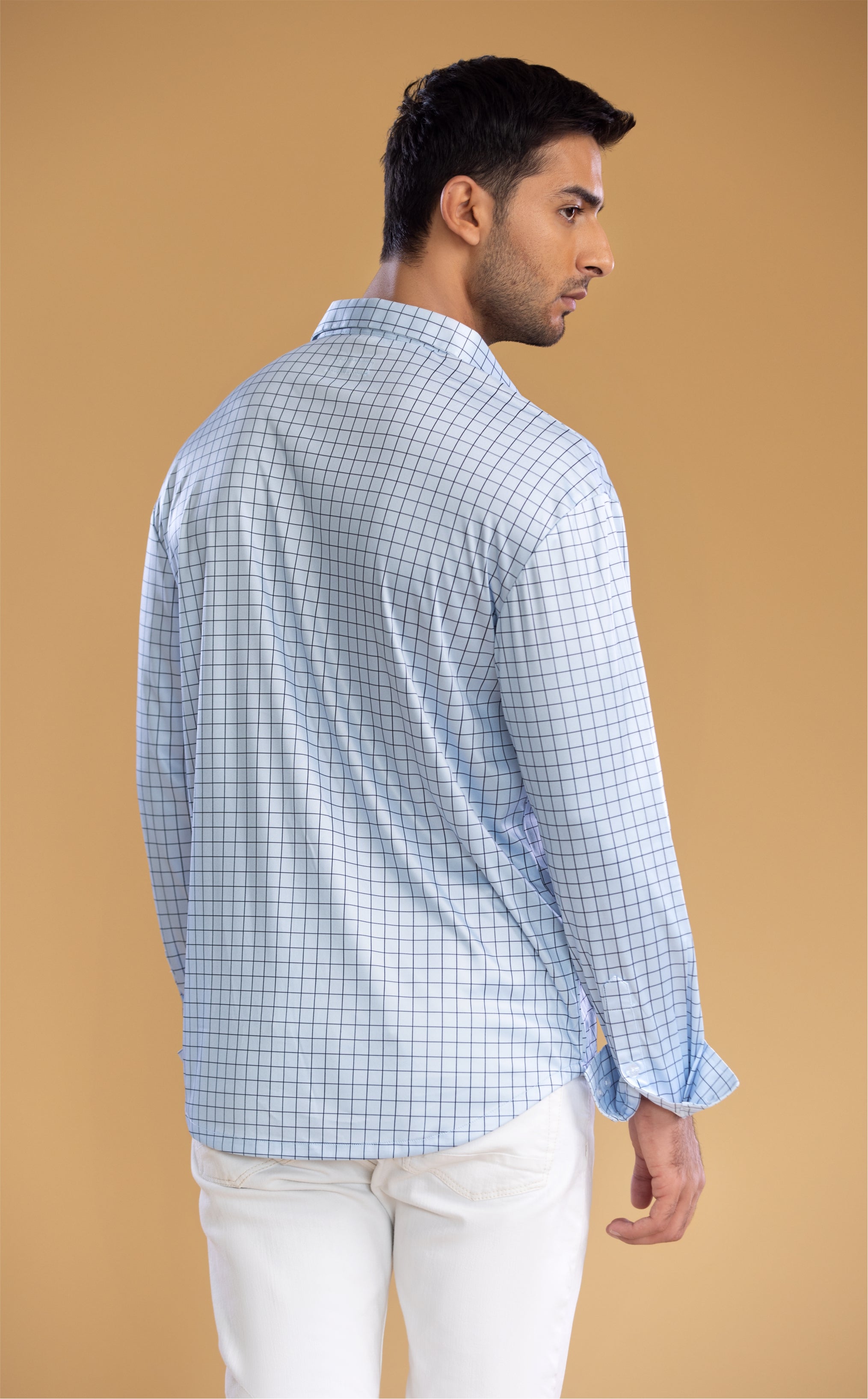 Dressy Shirt Semi-Spread Collar Village Blue Check