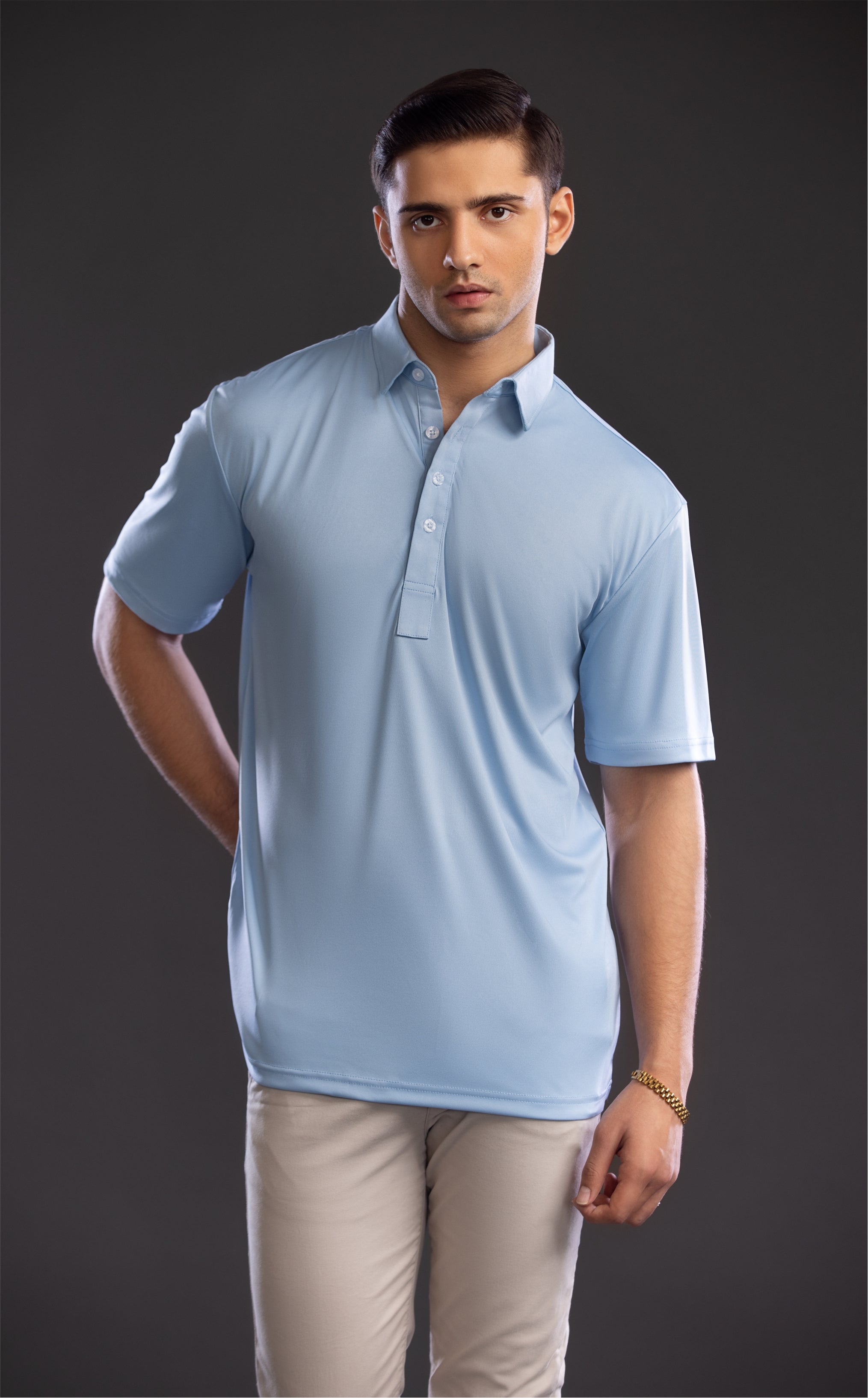 Dressy Polo Oxford Spread Collar Sky Blue