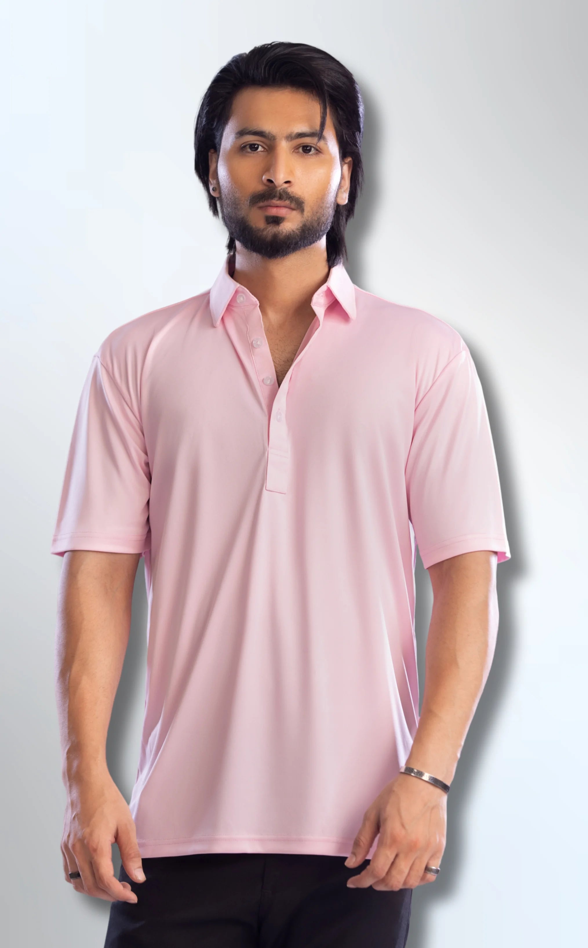 Dressy Polo Oxford Spread Collar Pink