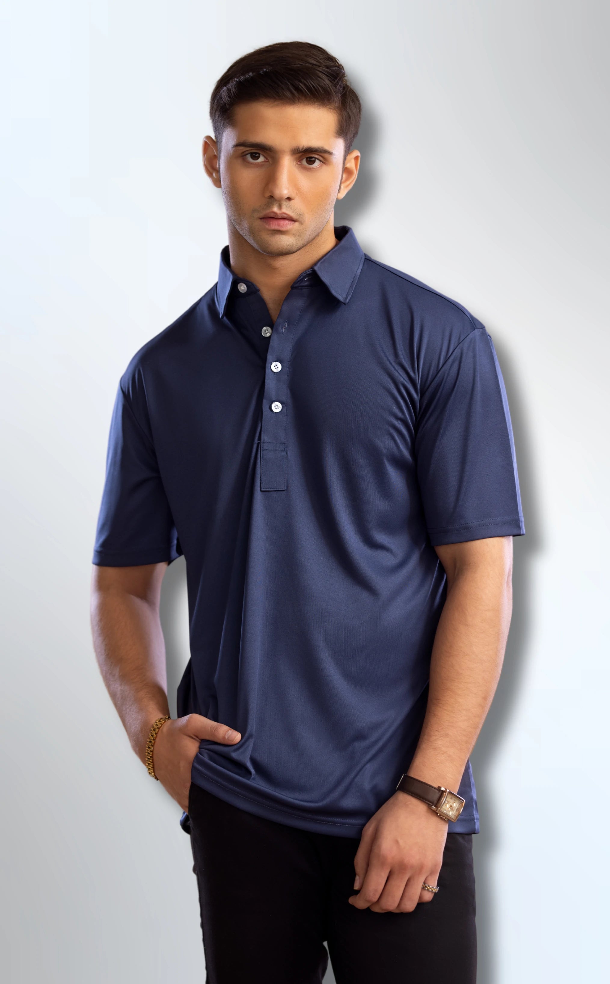 Dressy Polo - Oxford Spread Collar Navy Blue