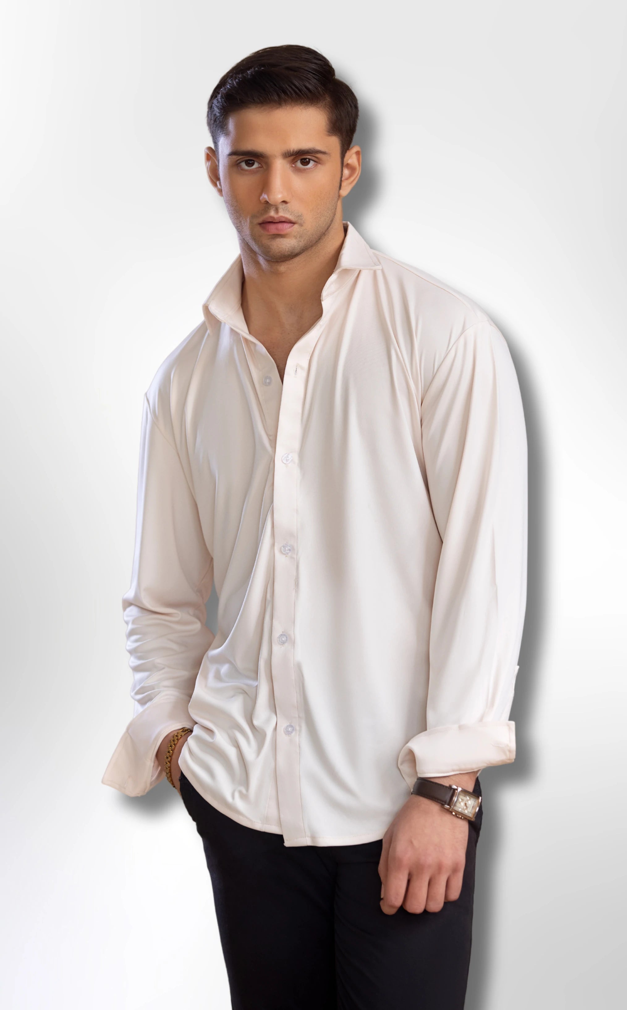 Dressy Shirt Semi-Spread Collar Desert Sand