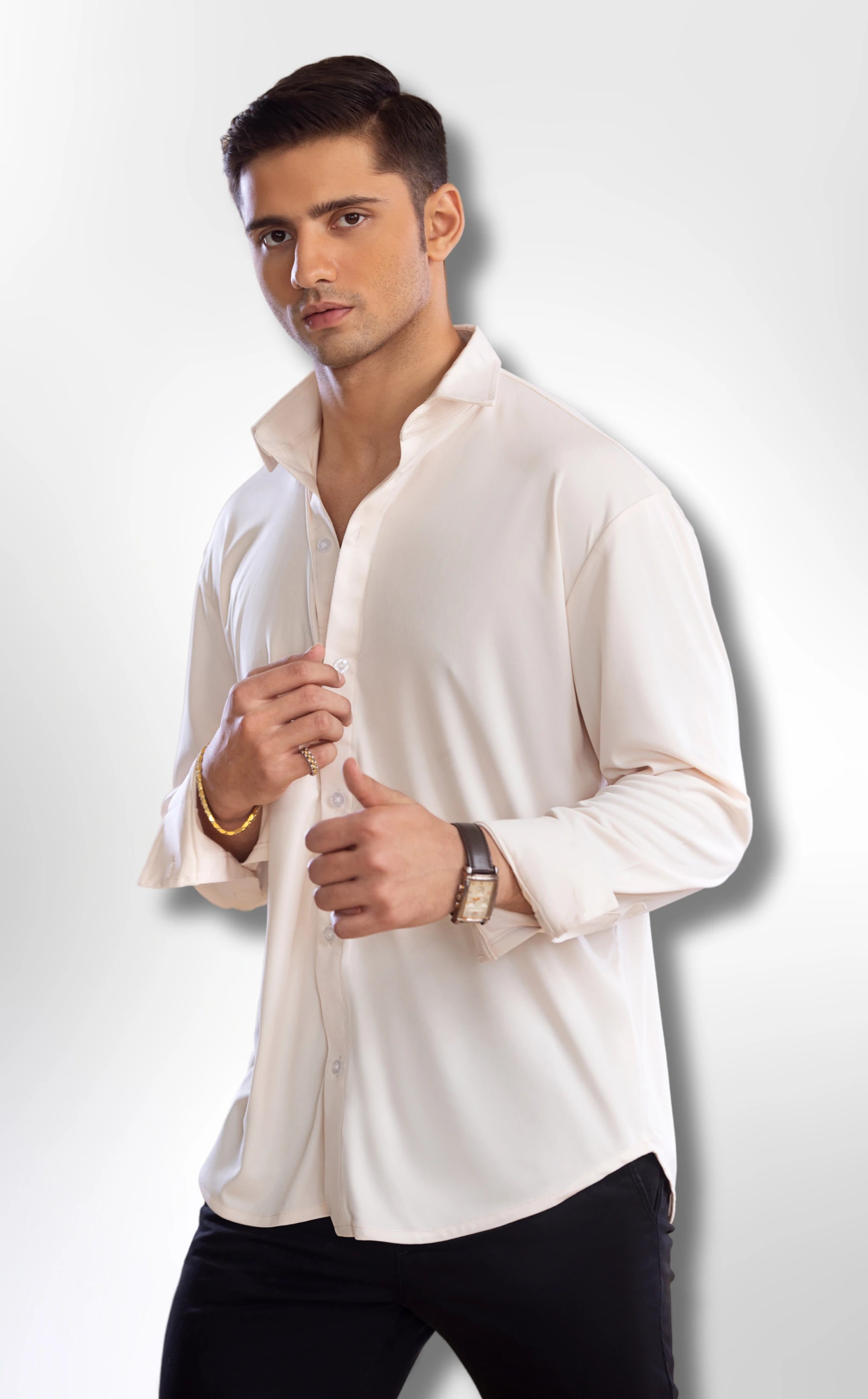 Dressy Shirt Semi-Spread Collar Desert Sand