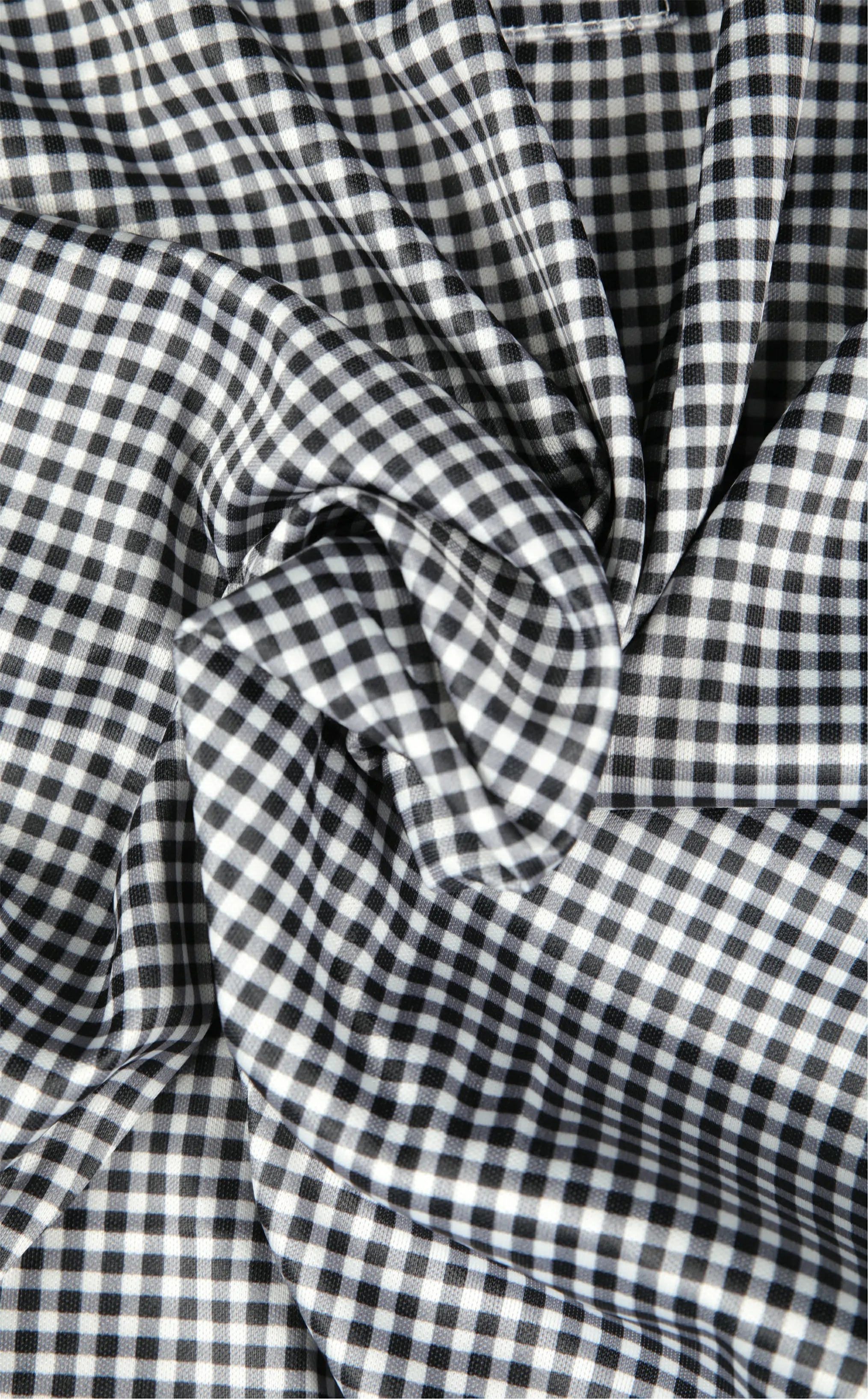 Semi-Spread Collar in Black and White Gingham