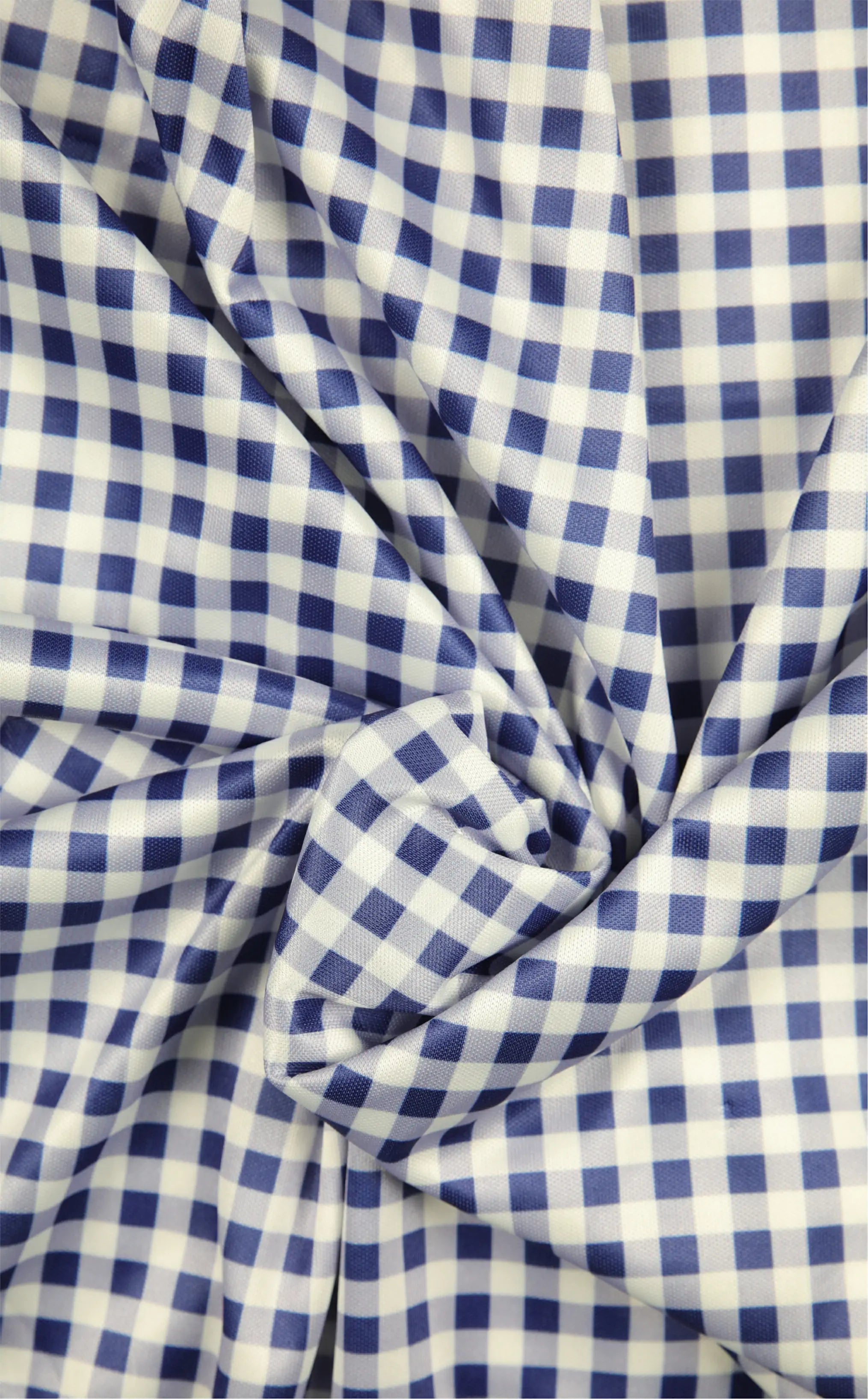 Semi-Spread Collar Navy and White Gingham