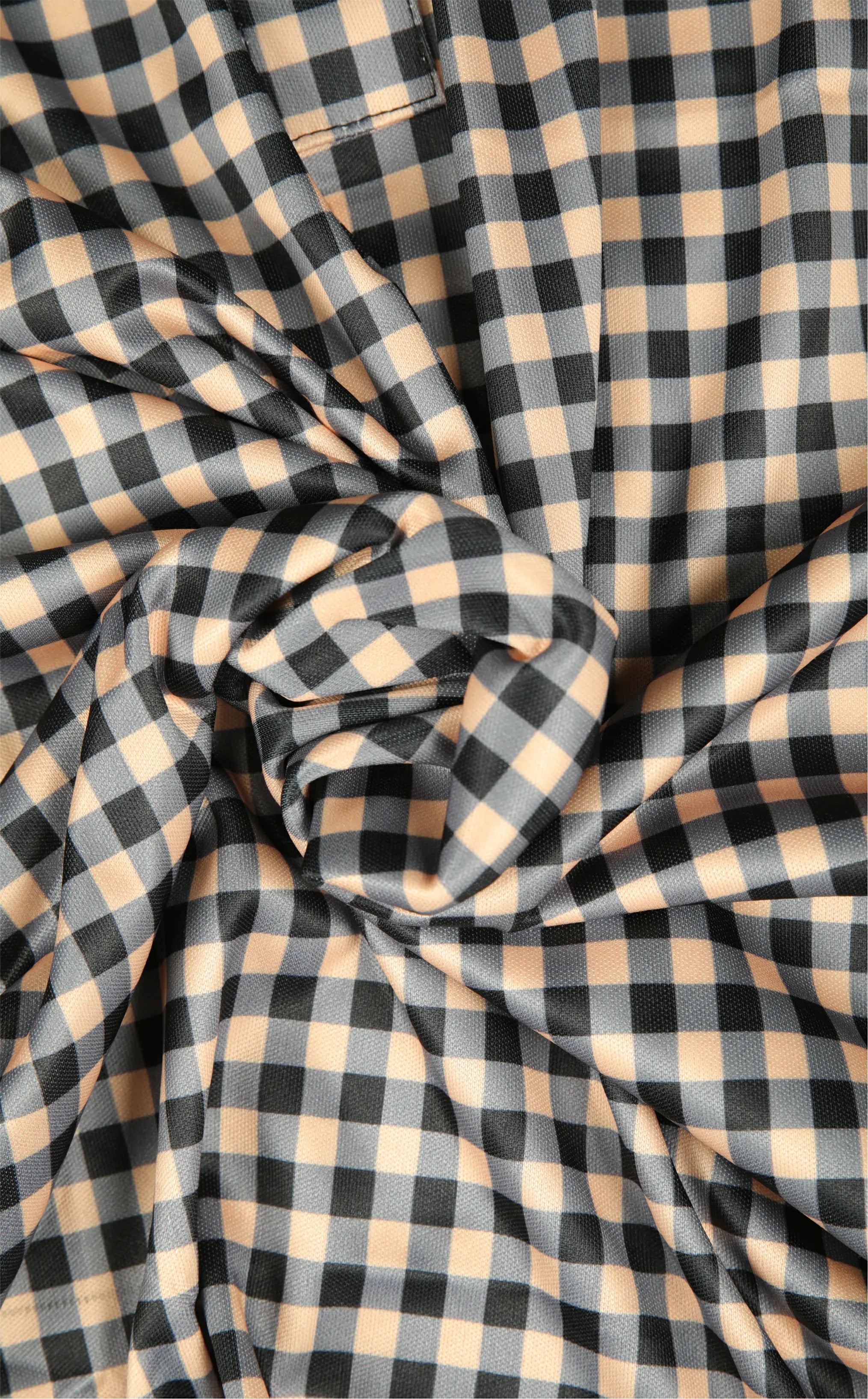 Dressy Polo Semi-Spread Collar – Black and Brown Gingham