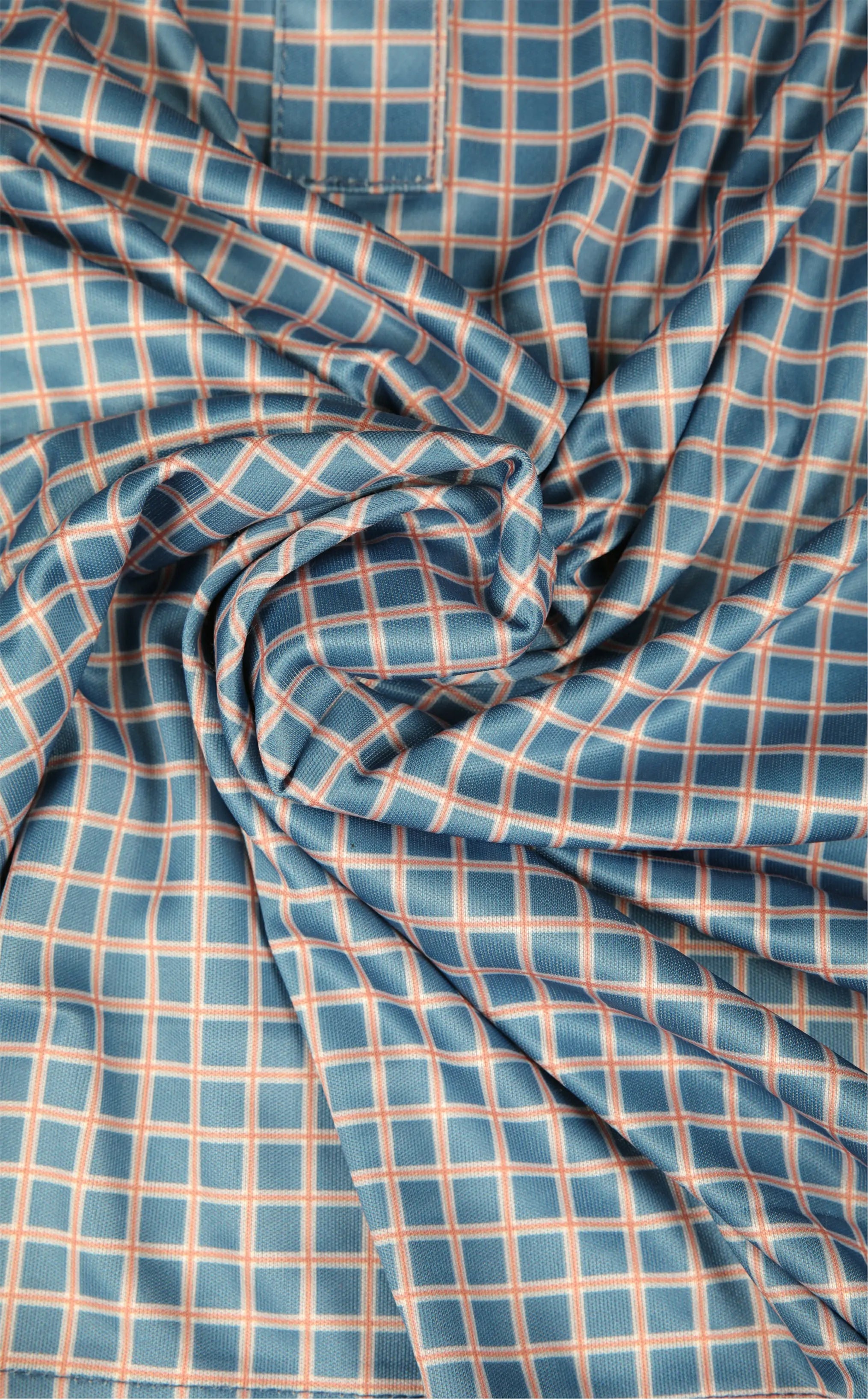 Semi-Spread Collar Blue with White Grid Check