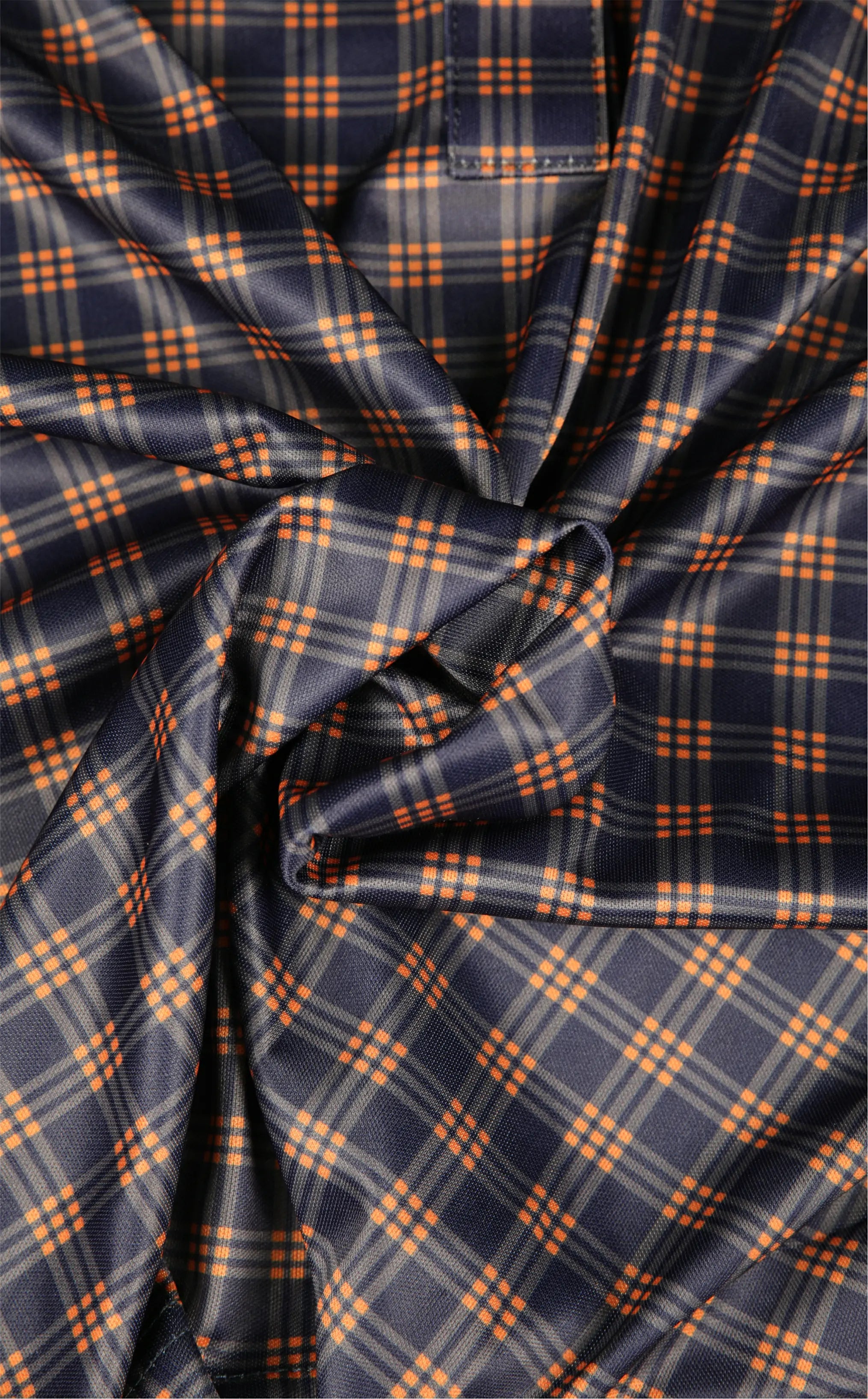  Bright Navy and Orange 3 Stripe Grid shirt cloth