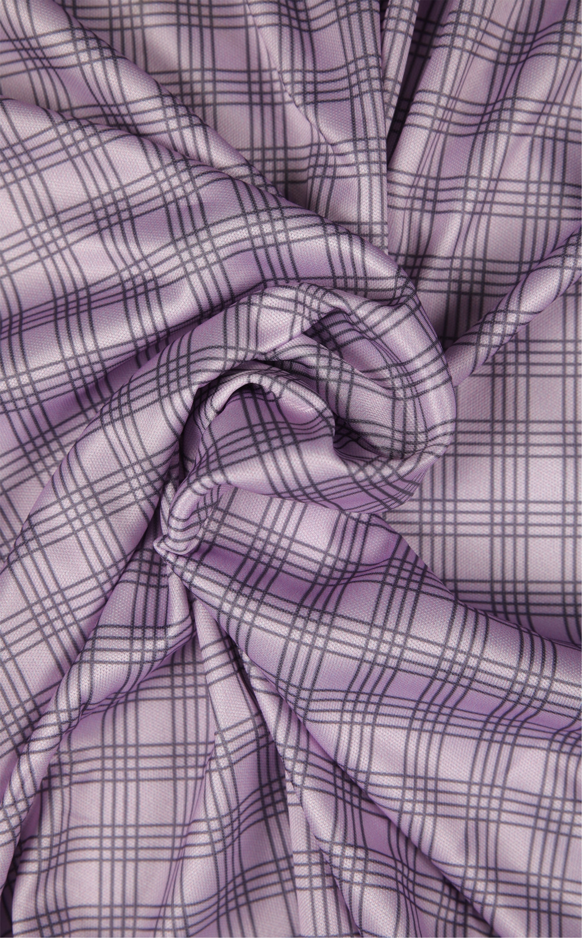 The Dressy Polo Semi-Spread Collar Lavender and Blue Three Stripe Grid