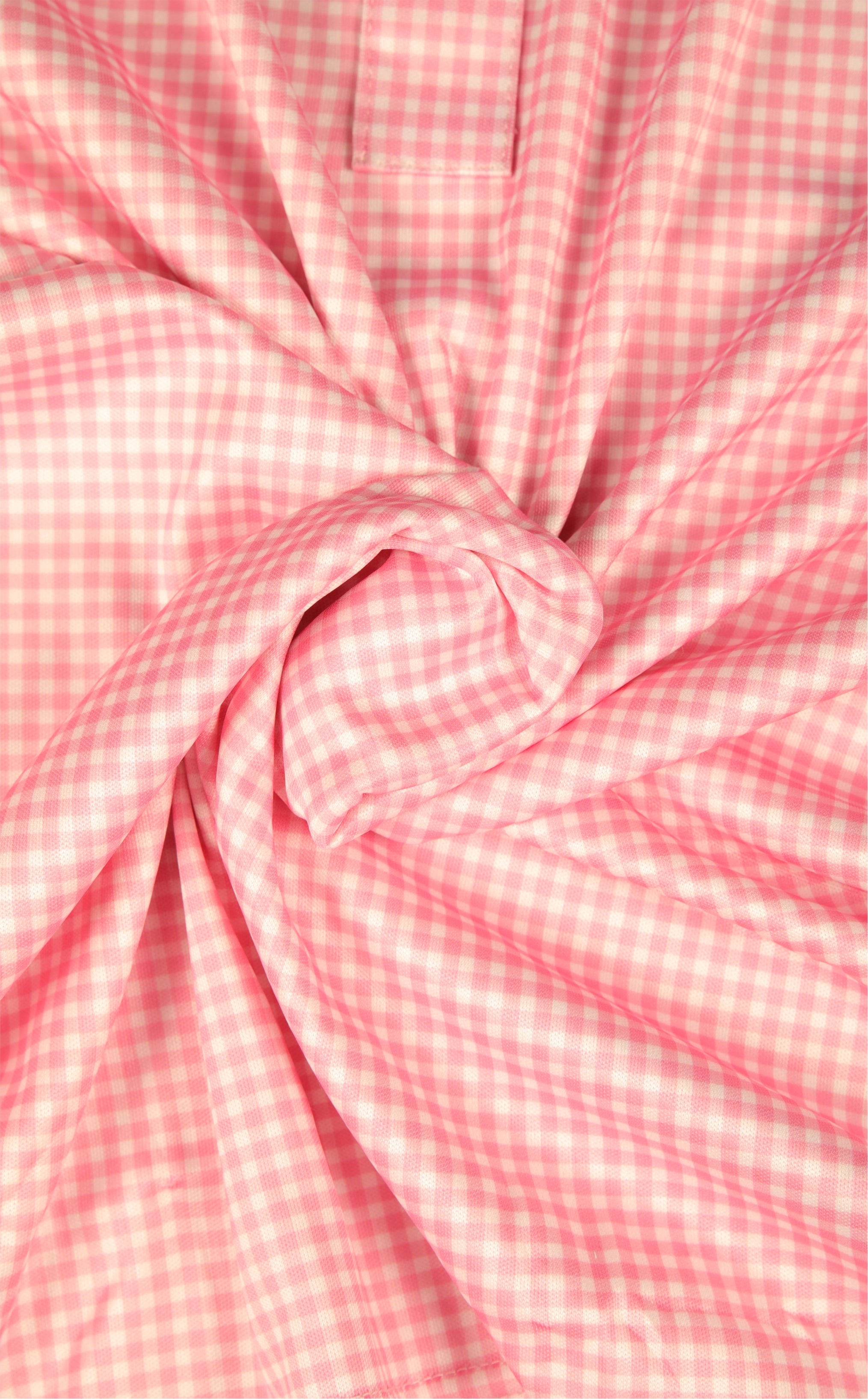 The Dressy Polo Semi-Spread Collar Pink Gingham