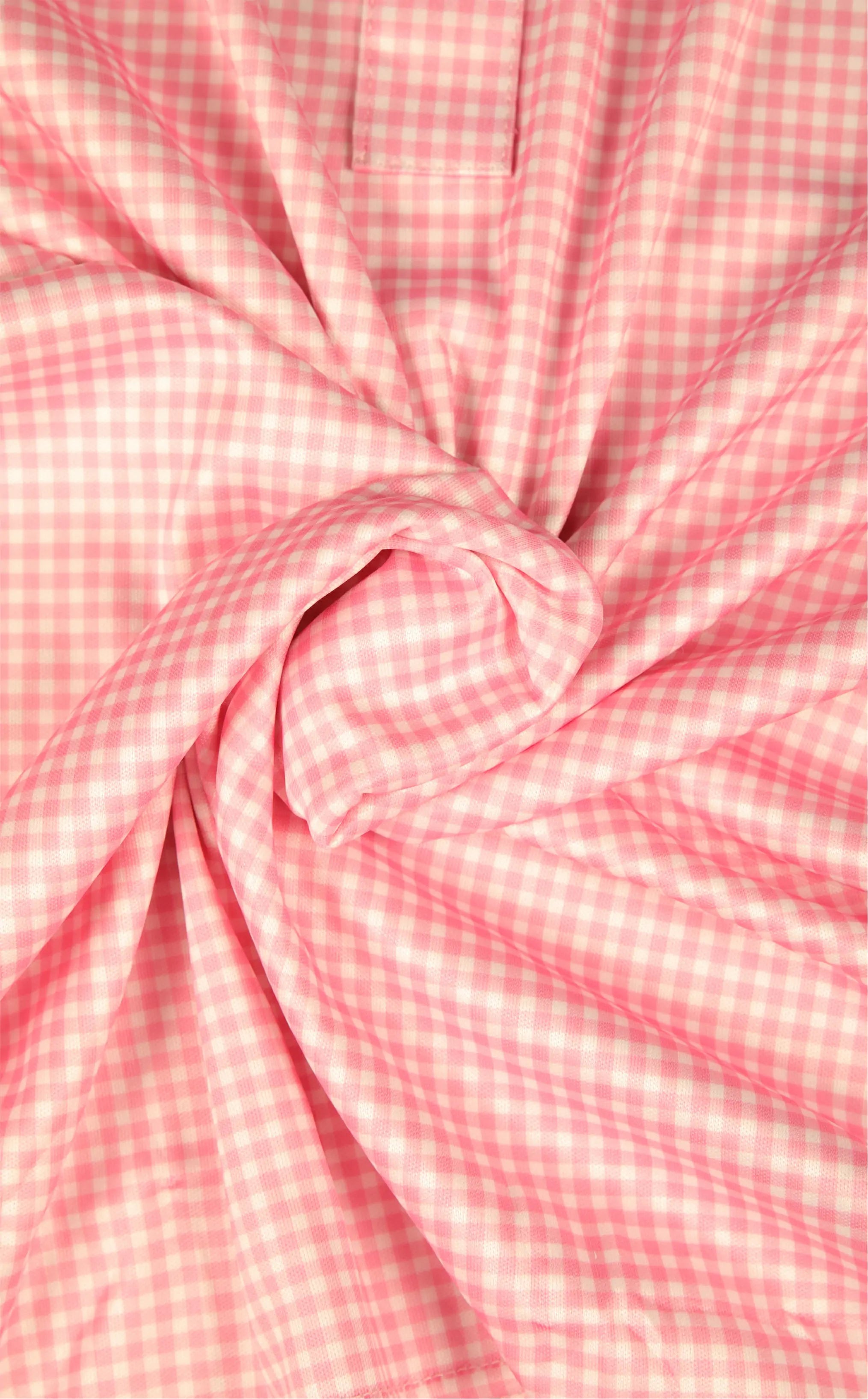 Dressy Polo: Semi-Spread Collar Pink Gingham