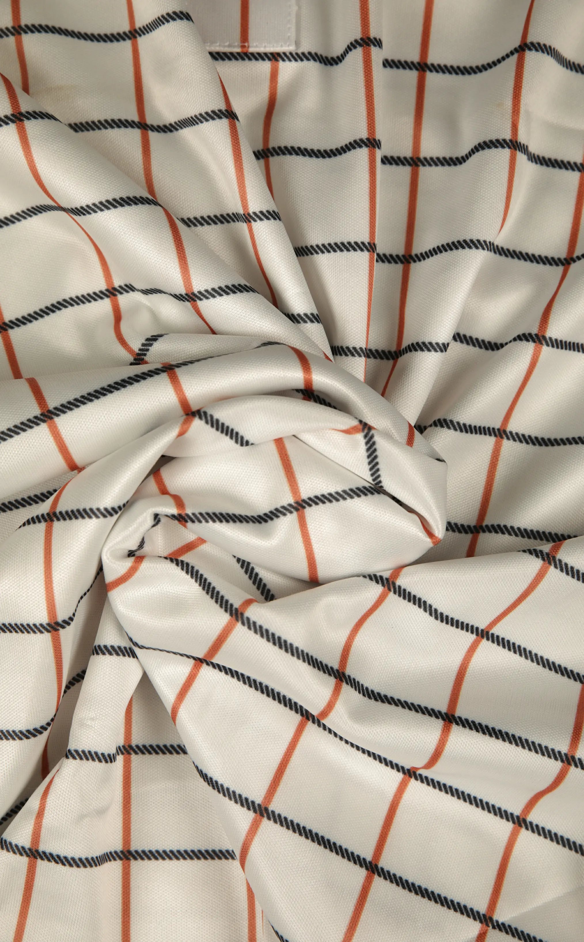 Semi-Spread Collar White with Blue and Orange Grid