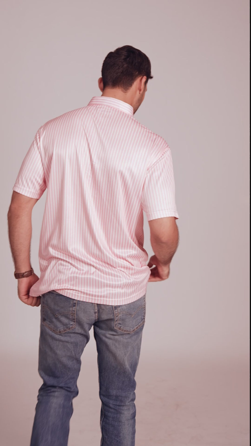 Dressy Polo Rising Pink with White Stripe