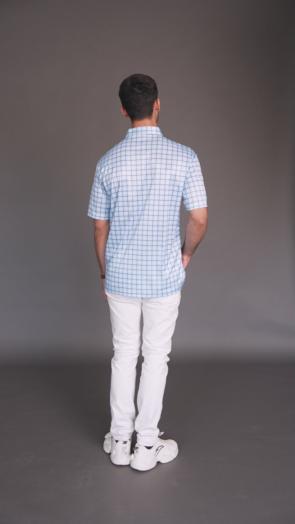 Semi-Spread Collar Shirt Windmill Blue